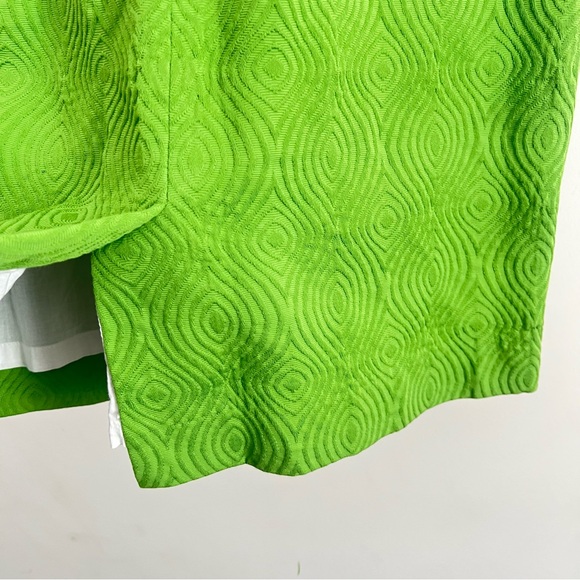 Milly Of New York Green Textured A-Line Dress White Trim Pockets Size 2 - Picture 7 of 8